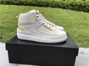 Air Jordan 2 Quai 54 2016 Light Bone Metallic Gold-White