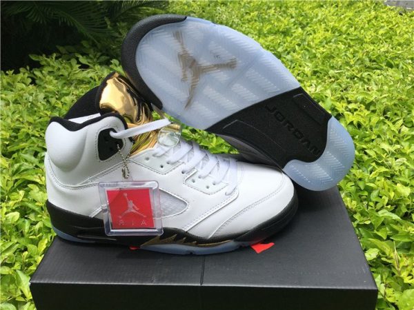 Jordan 5 Olympic White Black Metallic Gold sneaker