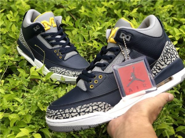 Air Jordan 3 Michigan PE Navy Maize Yellow sneaker