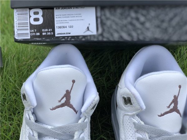 Air Jordan 3 Retro White Chrome Dark Mocha jumpman