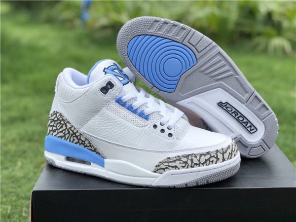 Air Jordan 3 UNC PE White Blue football