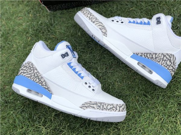 Air Jordan 3 UNC PE White Blue football shoes