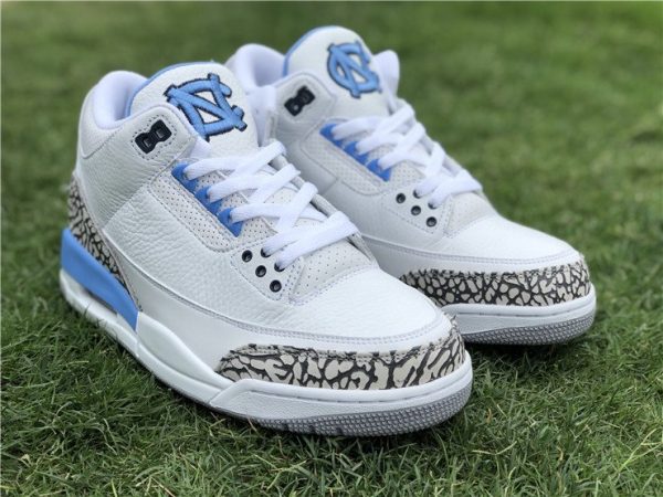 Air Jordan 3 UNC PE White Blue football sneaker