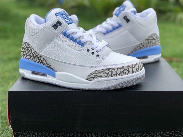 Air Jordan 3 UNC PE White University Blue shoes