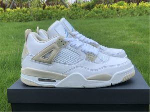 Air Jordan 4 Linen White Boarder Blue-Light Sand