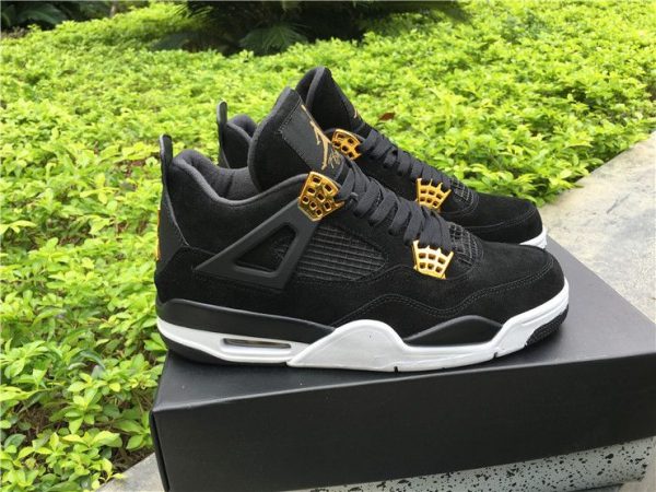 Air Jordan 4 Retro Royalty Black Suede Metallic Gold