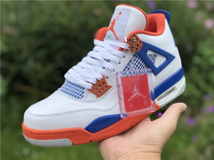 Air Jordan 4 White/Game Royal-Orange