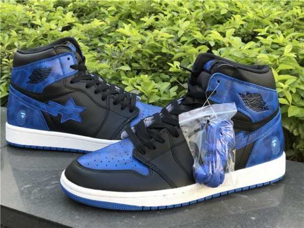 BAPE Air Jordan 1 Royal Blue Black shoes