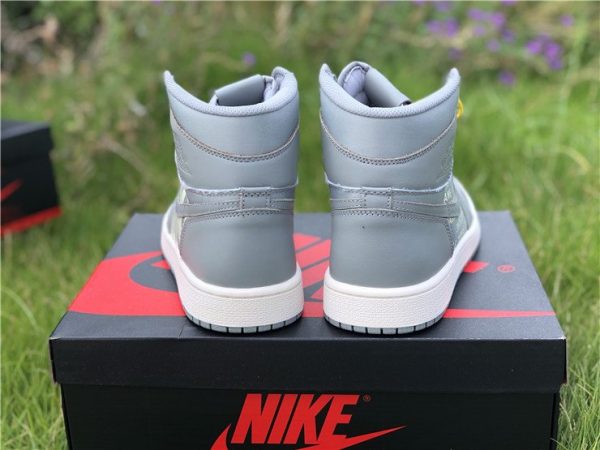 Grey Nike Air Jordan 1 Nike Swoosh Pack heel