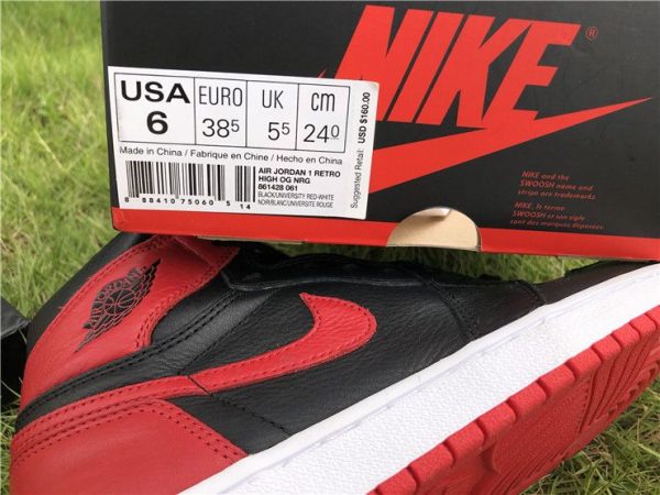 Jordan 1 Homage To Home Black Red White close look