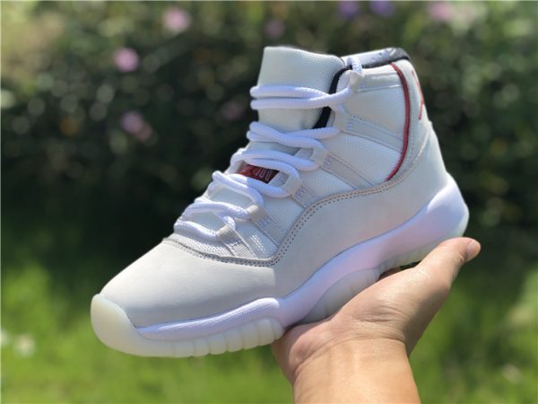 Jordan 11 Platinum Tint Sail-University Red 2018 on hand