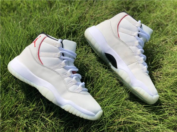 Jordan 11 Platinum Tint Sail-University Red 2018 sneaker