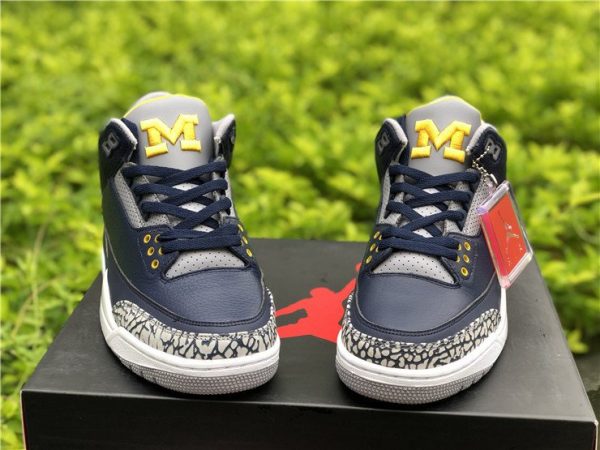 Jordan 3 Michigan PE Navy Maize Yellow tongue