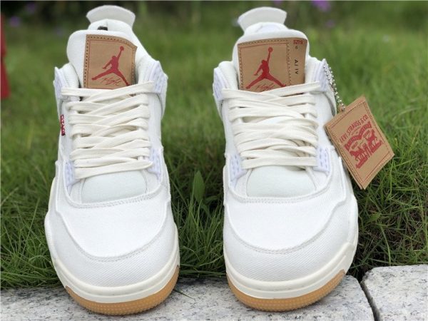 Leevis x Air Jordan 4 White Denim for sale