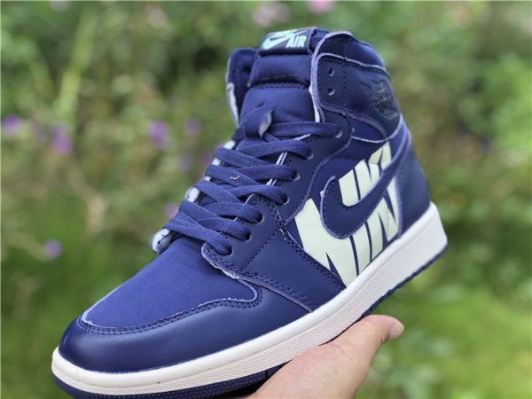 Nike Air Jordan 1 Nike Swoosh Blue on hand