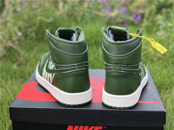 Nike Air Jordan 1 Nike Swoosh Olive heel