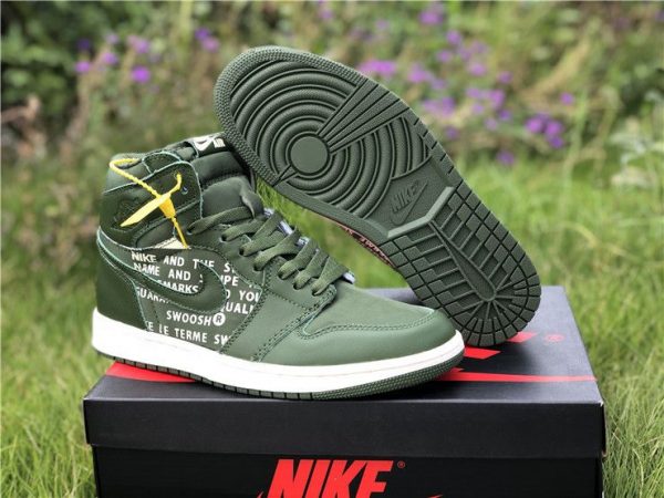 Nike Air Jordan 1 Nike Swoosh Olive shoes