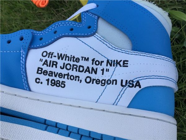 Off-White Air Jordan 1 UNC University Blue words