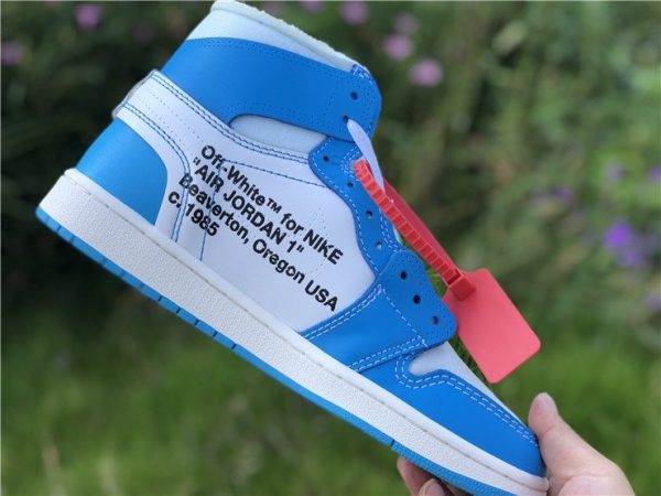 The TenOff-White Air Jordan 1 UNC University Blue panel