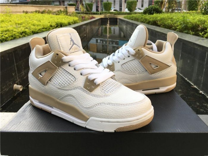 buy Air Jordan 4 GS Linen White Boarder Blue-Light Sand