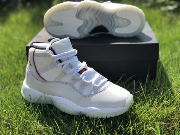 buy Jordan 11 Platinum Tint Sail-University Red 2018