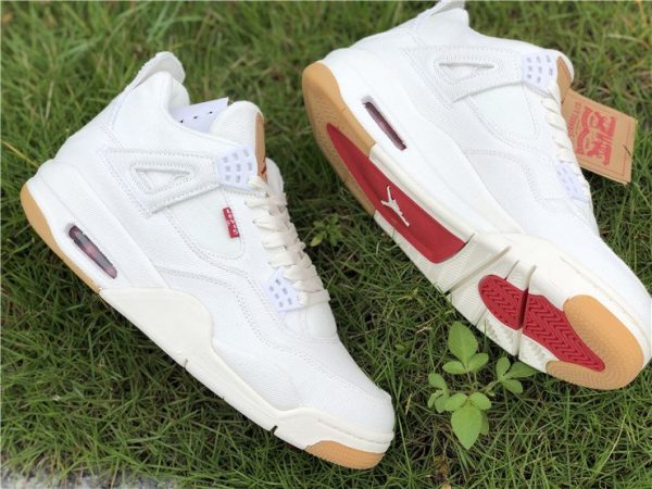 shop Leevis x Air Jordan 4 White Denim