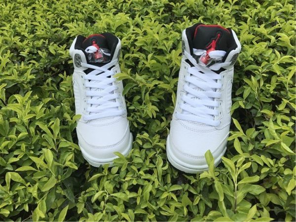 Air Jordan 5 White Cement red shoes