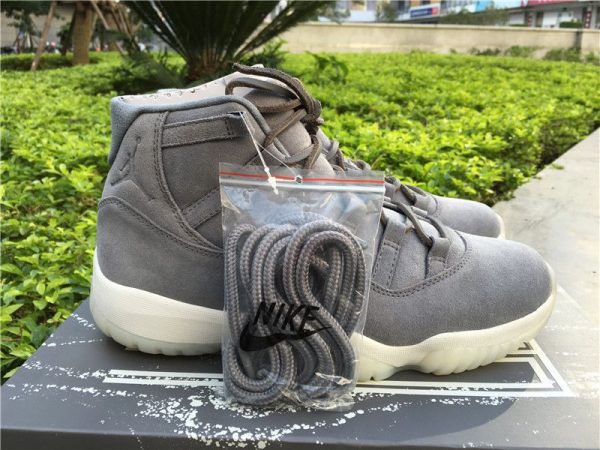 Air Jordan XI PRM Grey Suede Cool Grey Sail