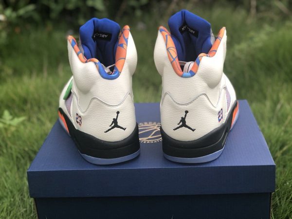 Jordan 5 International Flight Sail Orange Peel heel