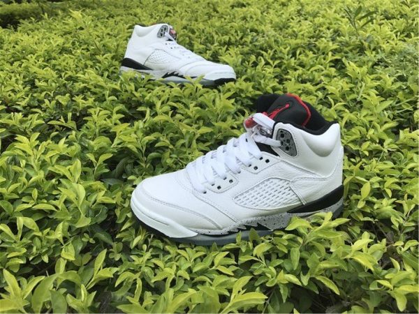 buy Air Jordan 5 White Cement red