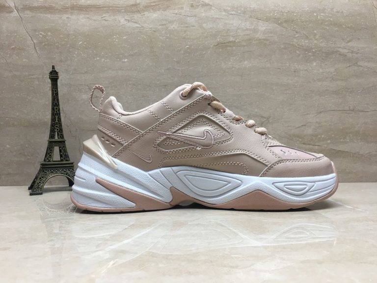 white and beige nike m2k tekno