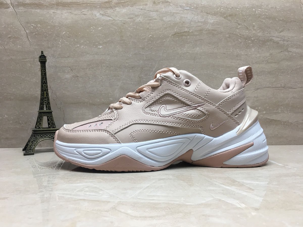 white and beige nike m2k tekno
