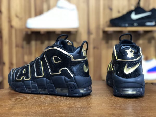 Nike Air More Uptempo France Black Gold heel