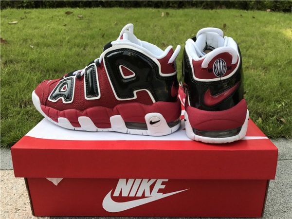 Air More Uptempo Bulls Hoops Pack Varsity Red heel