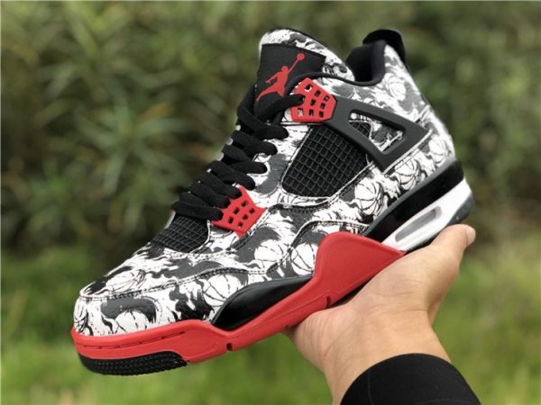 Jordan 4 Retro Tattoo 2018 Black Fire Red shoes