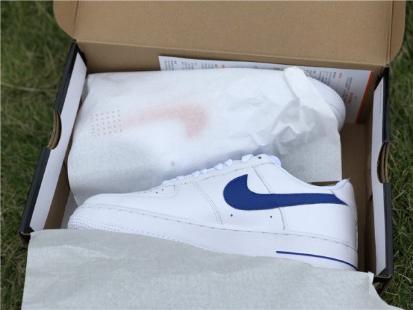 Nike Air Force 1 Low NYC HS White Safety Orange-Game Royal in box