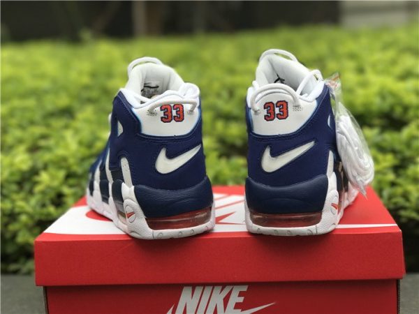 Nike Air More Uptempo Knicks White Deep Royal heel look