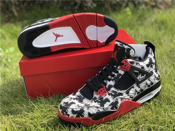 buy Jordan 4 Retro Tattoo 2018 Black Fire Red