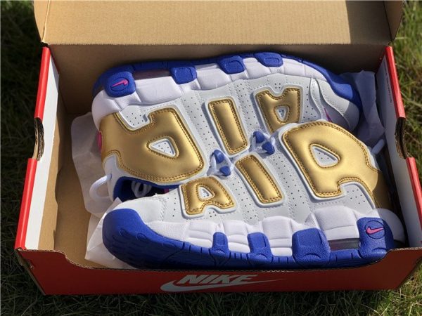 Nike Air More Uptempo Fuchsia Blast Metallic Gold in box