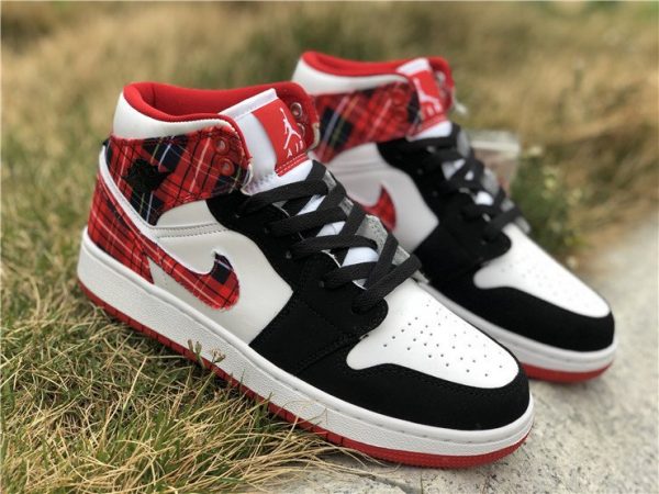 Air Jordan 1 Mid White Plaid 554725 607