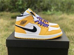 Jordan 1 Mid SE Lakers Yellow Purple