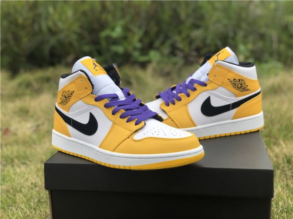 Jordan 1 Mid SE Lakers Yellow Purple sneaker