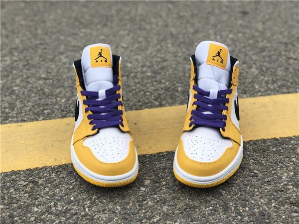 Jordan 1 Mid SE Lakers Yellow Purple upper