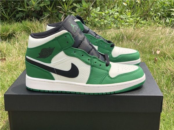 Air Jordan 1 Mid Pine Green Sail-Black