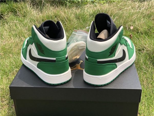 Air Jordan 1 Mid Pine Green Sail-Black heel