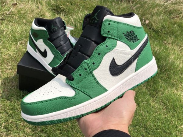 Air Jordan 1 Mid Pine Green Sail-Black shoes]