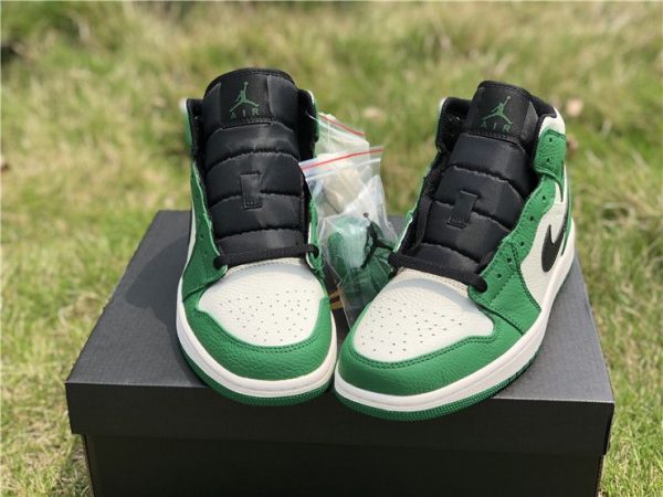 Air Jordan 1 Mid Pine Green Sail-Black toe