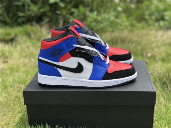 Air Jordan 1 Mid Top 3 Black Hyper Royal University Red