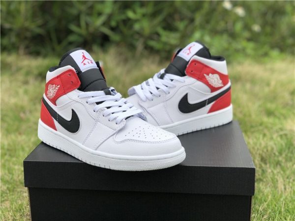 Air Jordan 1 Mid White Red Black 554724-116