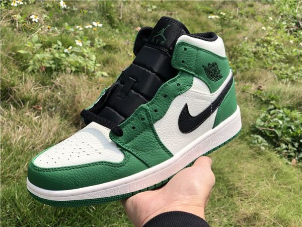 shop Air Jordan 1 Mid Pine Green Sail-Black